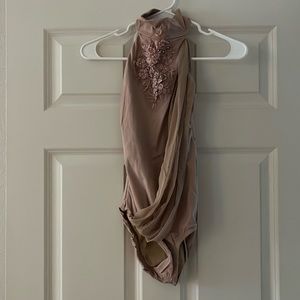 DANCE COSTUME- blush pink leotard, small adult, with skirt